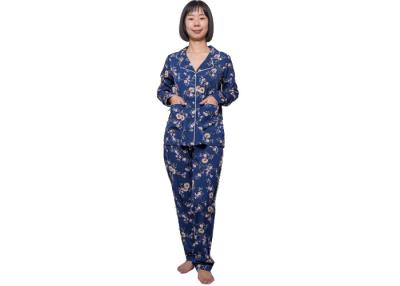 China Fashion Printed Satin Womens Matching Loungewear , Comfy Ladies Casual Pajama for sale