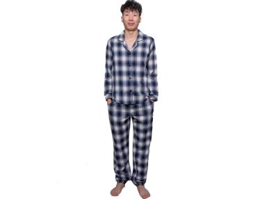 중국 셔츠 고리 Mens 격자 무늬 잠옷 고정되는 Sleepwear, 2 조각 잠옷 세트에 의하여 돌리는 가장자리 판매용