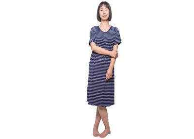 China Yarn Dye Viscose / Elasthan Stripped Pajamas Ladies Summer Short Sleeves for sale