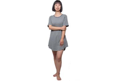 China Woman Short Sleeve Ladies Summer Pyjamas Nightwear Bamboo Cotton Stripe Fabric for sale