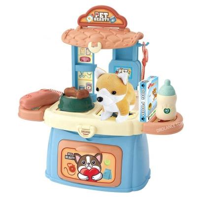 China Hot Selling 3 IN 1 Suitcase Funny Pretend Pet Shop Toys Dog Toy Pretend Play Educational Toys 58*47*71 for sale