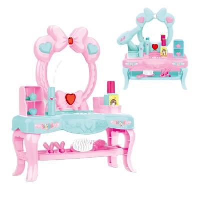 China Hot-selling electric with lighting mirror mini 64*54.5*65cm healthy play makeup dressing table pink girls toys for sale