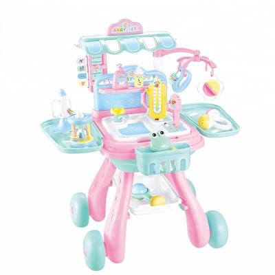 China 3 In 1 Eco-friendly Kindergarten Play Set Shopping Cart Plastic Baby Toy Children Play With Music And Light 76*54*60.5cm for sale