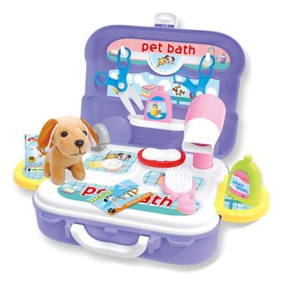 China Easy Bath Toy Children's Care Carry Suitcase Pretend Play Pet 'S Role Play Toys With Plush Dog 66*53.5*41 for sale