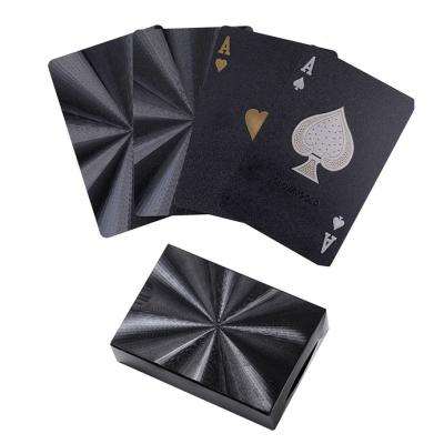 China Durable Hot Sale Good Flexibility Gift Poker Cards Plastic Black Waterproof Playing Cards Deck for sale