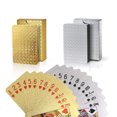 China Durable In Gold Stock Custom Printing High Quality Waterproof Silver Foil Plated Gold Playing Cards for sale