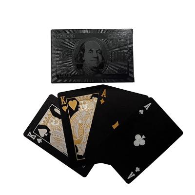 China Durable High Quality Custom Design OEM US Dollar Black Foil Playing Cards Produced for sale