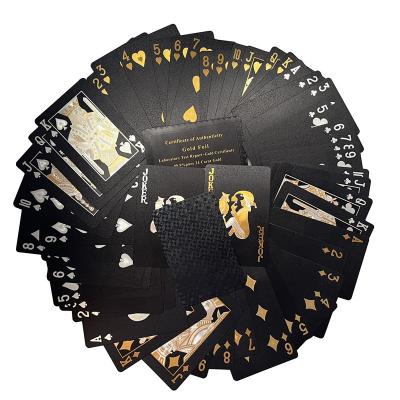 China Durable Waterproof Gold Foil Poker Creative Black Gold Playing Poker Cards for sale