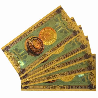 China America 24k Gold Foil Banknote For Promotion One BITCOIN Waterproof Aluminum Plated 999 Bills Collection Gift Prop Money for sale