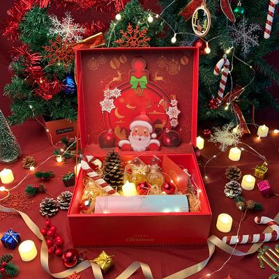 China Wholesale Red Festive Gift Packing Magnet Clamshell Gift Box Materials Christmas Reused Rigid Paper Boxes for sale