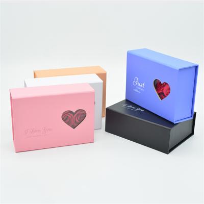 China White Flower Recyclable Magnetic Heart Shaped Transparent Gift Boxes Window Jewelry Packaging Earring Box White for sale