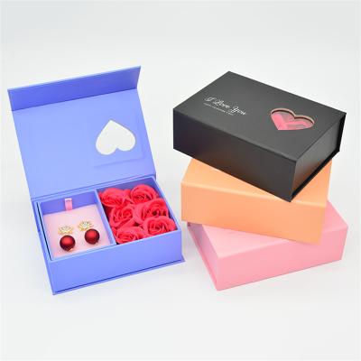 China Recycled Materials Jewelry Box Custom Luxury Flower Packaging Boxes Collapsible Gift Boxes With Magnetic Closure for sale