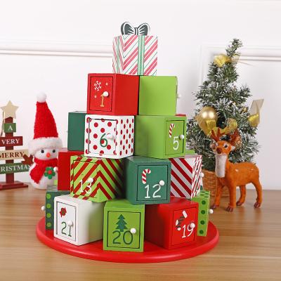 China Wholesale Recyclable 2022 24 Pcs Christmas Stir To Toy Advent Calendar Blind Box Countdown 24 Days Candy Chocolate Gift Box for sale