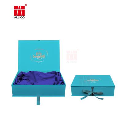 China Green Blue Recyclable Hair Ribbon Closed Packaging Gift Box Custom Luxury Wig Boxes With Logo for sale