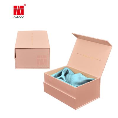 China Wholesale Recyclable Luxury Magnetic Pink Wig Packaging Boxes Flip Satin Hair Gift Box for sale