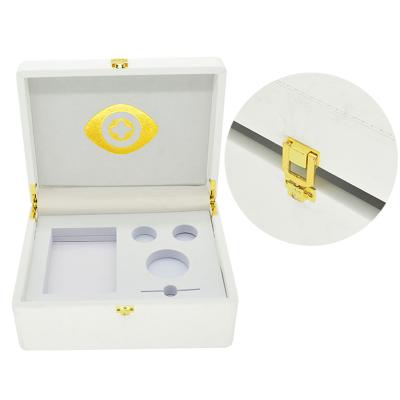 China Recyclable Custom Makep Cardboard WORLD Logo EVE ART White Hard Eyeshadow Tanning Gift Box Cosmetic Box for sale