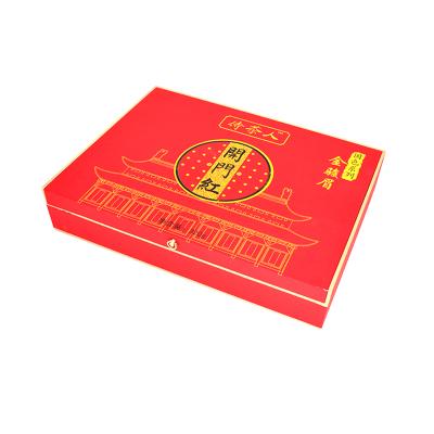 China Recyclable Red Custom Printed Logo Hot Stamping Eco Friendly Cardboard Paper Packing Tea Gift Set Box With Foam Insert for sale