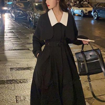 China Sustainable Elegant Black Midi Shirt Dress Women Gothic One Piece Dress Korean Fashion Y2k Vintage Trench Dress Office Lady Autumn 2023 Chic for sale