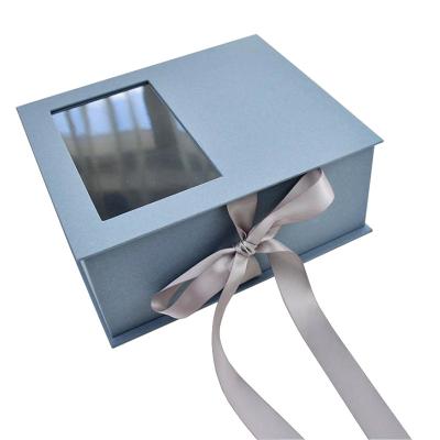 China Recyclable Glossy White Folding Window Eid Mubarak Gift Box With Clear for sale