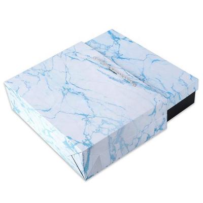 China Recyclable 13X13 Customized Custom Blue Eco-friendly Marble White Affordable Luxury Packaging Gift Boxes Blue Elegant For Napkin for sale