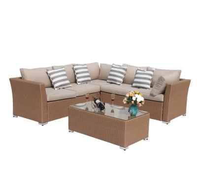 China Modern Outdoor Furniture Garden Rattan Sofa Set Corner Sofa Set Designs for sale