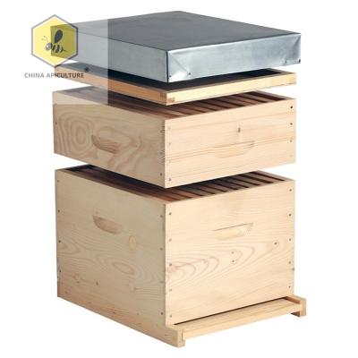 China Bee Farm Beekeeping Machines Europe Standard Thickness 25mm10 Frame Fir Wood Dadant Hive Bee Box For Beekeeping for sale