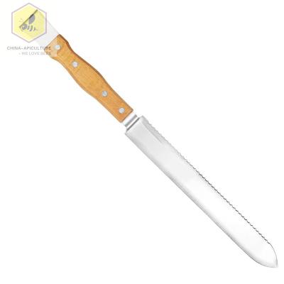 China Honey Uncapping Knife Bee Hive Equipment Knife Bee Farm Z Type Honey Scraper Straight One Curved With Wood Handle for sale