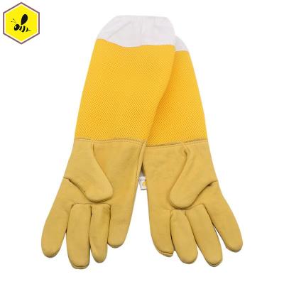 China Beekeeping Breathable Beekeeping Mesh Glove Leather Goatskin Long Bee Farm Beekeeping Tools Protection for sale