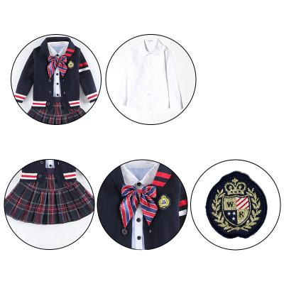 China Custom Made High Quality British Style Fashion School Uniform College Sweater V Neck Knitted Sweater Suit for sale