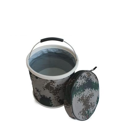 China Camouflage 13-14L Foldable Color Foldable Bucket Portable Car Wash Bucket for sale