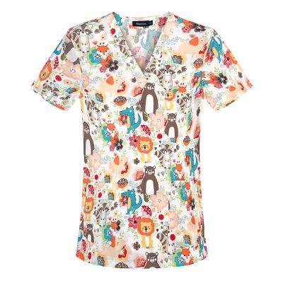 China Moisture Absorption/Cotton Doctor Operating Room Work Thin Printed Short Sleeve Tops New Sweat Summer for sale