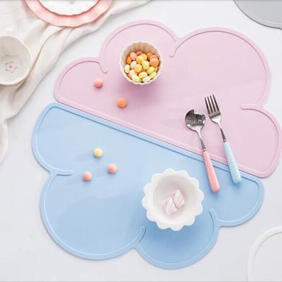 China 2021 Luxurious Unique Blue White Cloud Silicone Baby Place Mats Viable Rubber Mats For Kids Dining Table for sale