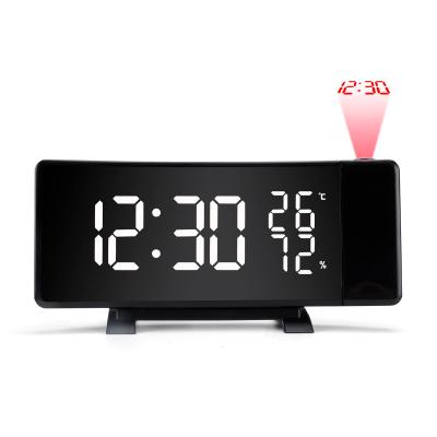 China LUMINOVA Clear Space LED 3 Digits Dimmer Red Blue White FM Radio Projection Alarm Clocks with USB Phone Charger for sale