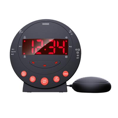 China Modern New Design Portable Digital Vibration Led Alarm Clock USB Burst Charging Adjustable Strong Double Vibration For Elderly for sale