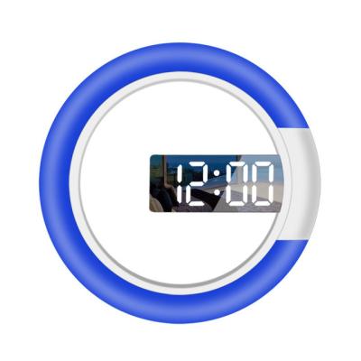 China Antique Style Warm And Elegant Colorful Light Remote Control Mirror Fashion Night Clock Ring RGB Digital Light 7 Color With Temperature for sale