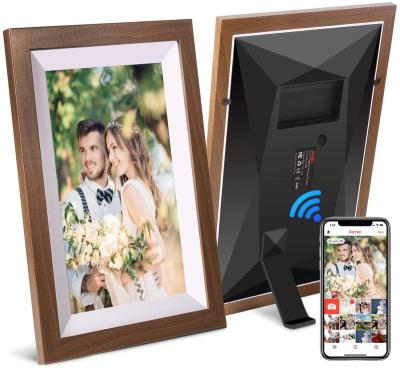 China 10 Inch Modern Wood View LED Touch Screen Large Wifi Digital Display Digital Picture Frame Easy To Immediately Share Photos for sale