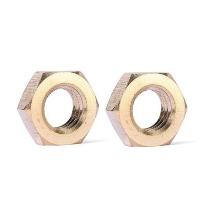 China General M2 M2.5 M3 M3.5 M4 M5 M6 M8 Hexagonal Thin Pure Brass Thin Hex Hex Nut Industry DIN439 H62 Metric Copper Nuts for sale