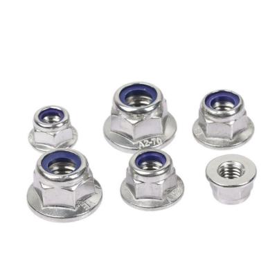 China General Industry DIN6926 304 Stainless Steel 18-8 Stainless Steel Flange Lock Nuts M3 M4 M5 M6 M8M10M12M16 Flange Nylon Hex Hex Nut Anti Slip Nylon Lock Nut for sale