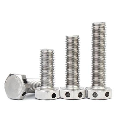 China External Flat 304 Stainless Steel Hex Head With Hole Bolt GB32.1 Through Hole Steel Wire Safty Screw M6 M8 M10 M12 Head Punched for sale