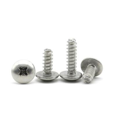 China 304 Stainless Steel Phillips Truss Truss Mushroom Head Wood Cross Recessed Tapping Screw ST3 ST3.5 ST4 ST5 Truss Head Flat Shank Wood for sale