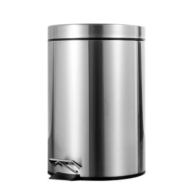 China 2021 viable import and export quality stainless steel pedal trash can round pedal trash can for sale