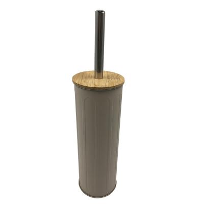 China New Design Sustainable Special Hot Selling Bamboo Lid Toilet Holders Toilet Brush Bathroom Set for sale