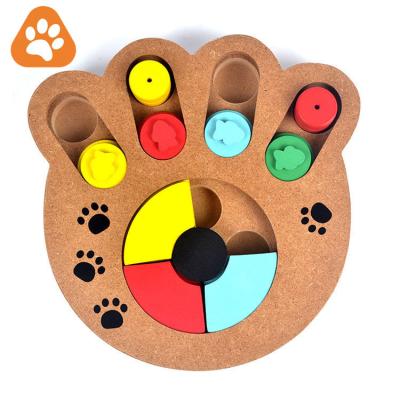 China Wholesale Organic Wooden Hide & Seek Stocked Puzzle Intelligence Sniffle Slow Driver Dog Toys for sale