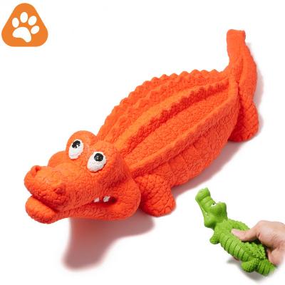 China Stocked Deluxe Squeaky Realistic Crocodile Train Resistant Teeth Cleaning Pet Dog Chew Toys for sale