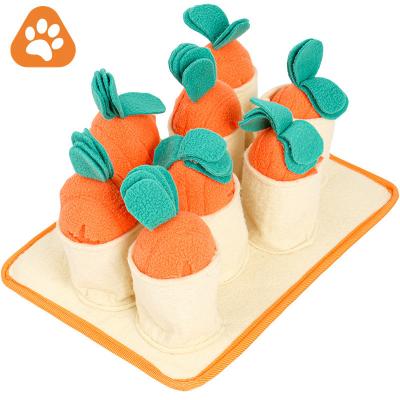 China Hot Sales Stored Interactive Hide And Seek Puzzle Intelligence To Sniffle Slow Driver Pulling Carrot Dog Plush Toy for sale