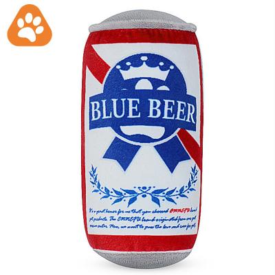 China Wholesale Stuffed Interactive Throwing Training Squeaky Teeth Stored Beer Cleaning Dog Plush Toys for sale