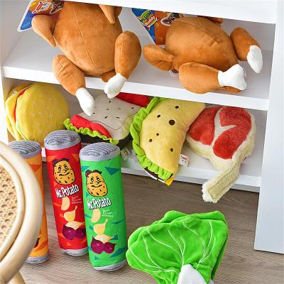 China Reliable and Cheap Green Stocked Red All Seasons Training Spoof Designer Fast Food Pack Puppy Jumping Plush Toys Stuffed for sale