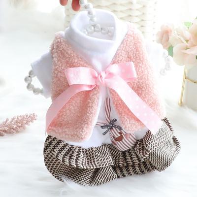 China Stocked DERTA Dog Clothes Autumn and Winter Clothes Princess Skirt Vest Two-Piece Suit Wholesale Small Dog Pets for sale