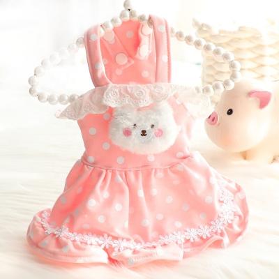 China Stocked DERTA dog clothes autumn and winter clothes princess border small dog pet cotton beautiful lace skirt wholesale for sale