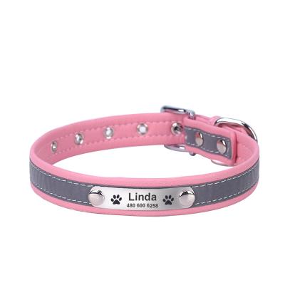 China Hot Selling Pet ID Collar Dog Collar Reflective Soft Leather Engraved Hot Selling New Products for sale